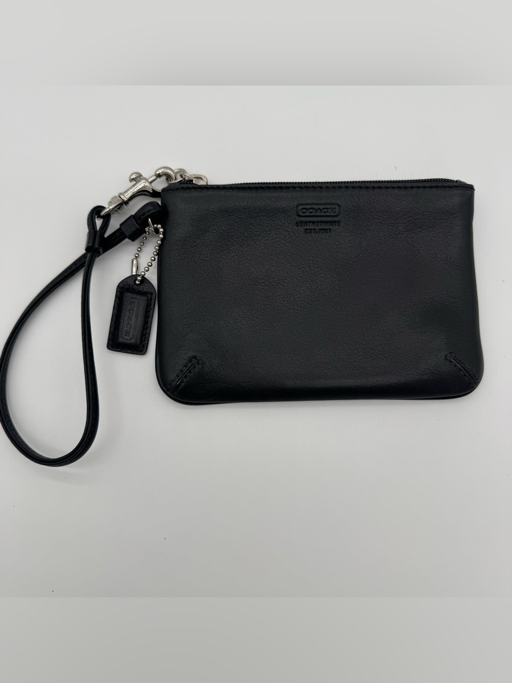 Coach Black Legacy Leather Universal Travel Wristlet Coin Pouch Case